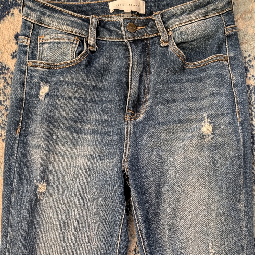 Risen Jeans RDP5537 Womens Distressed High Rise Flare Denim Size 5 27 - Picture 13 of 16